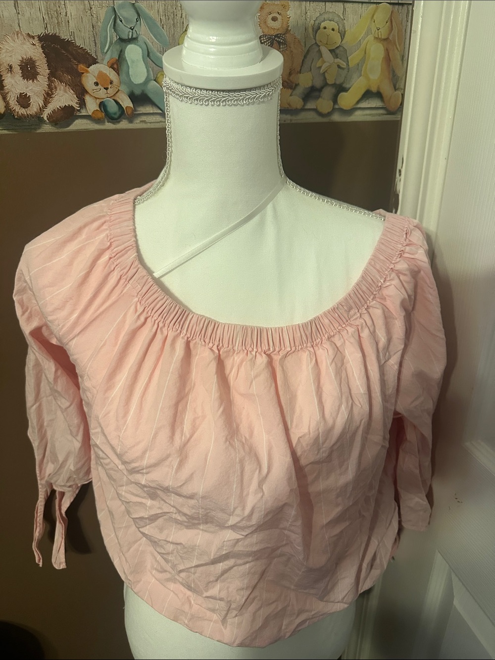 Forever 21 contemporary Pink Peasant Top - Lightweight Off-Shoulder Blouse large